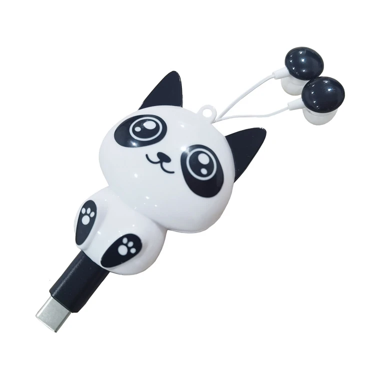 3.5mm Type C in-Ear Headset Retractable Cartoon Earphones Without Microphone Mobile Phone Earphone Music Headphones