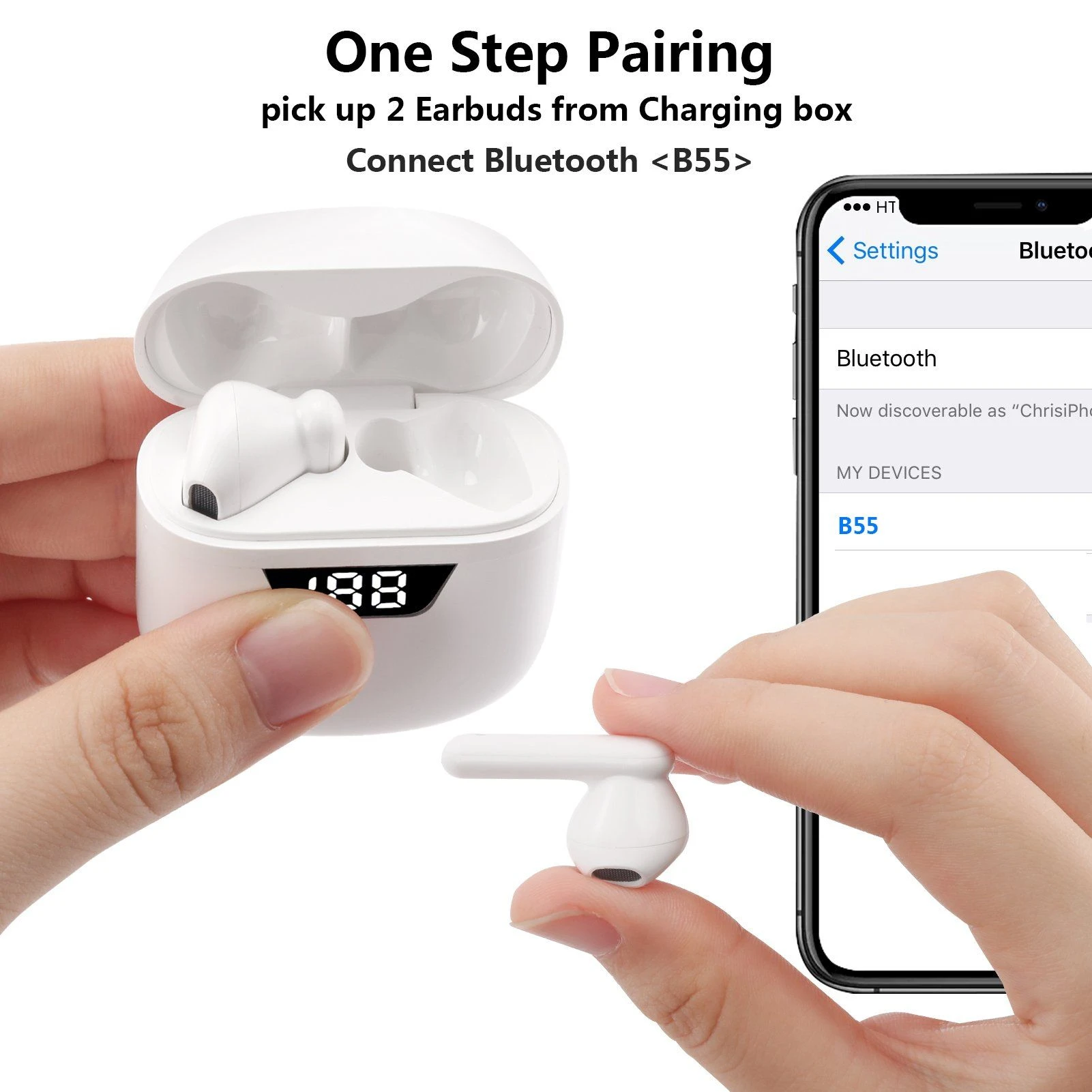 ($3.6) Two Ears Stereo In-ear Wireless Bluetooth 5.3 Edition Earphone Headset Headphone Handfree iPhone EarPods Earbuds Inpods