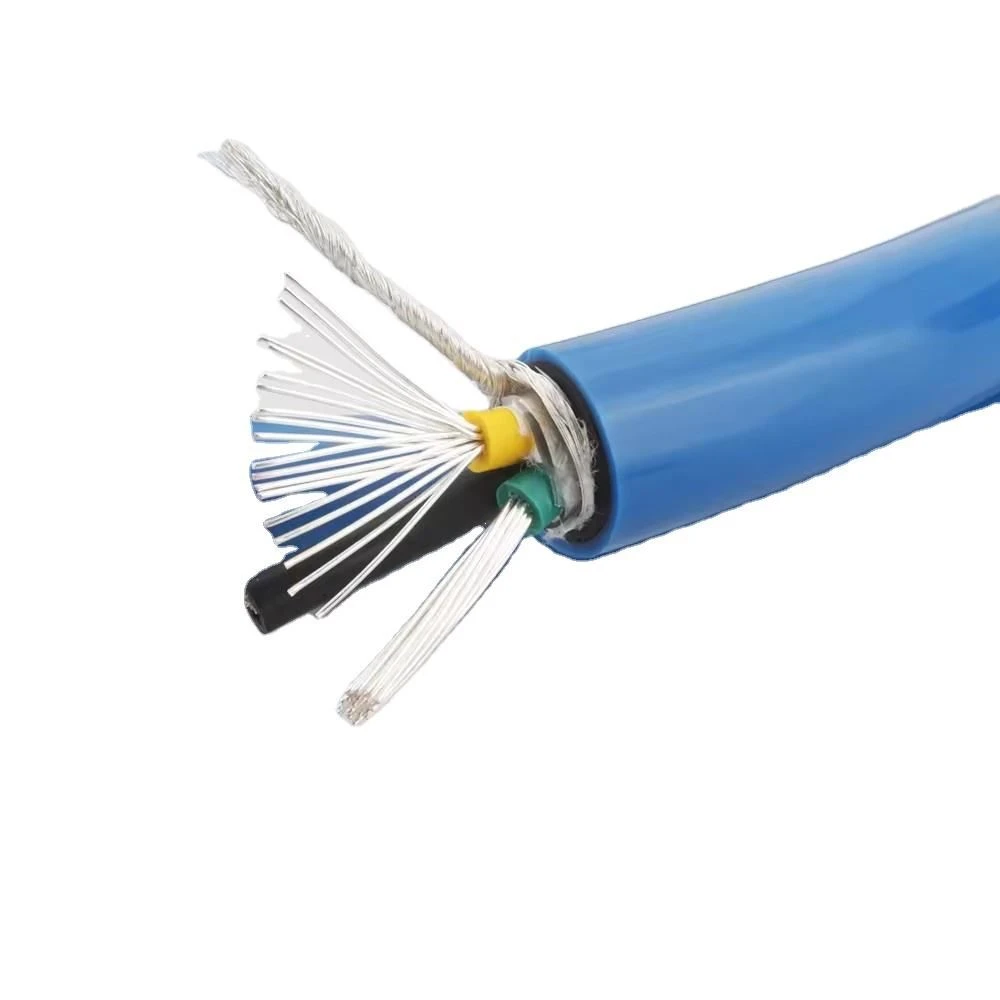 3-Core Silver Plated Braided Shielded Hifi Audio Cable Flexible Blue PVC Insulation Low Noise Signal Transmission Wire