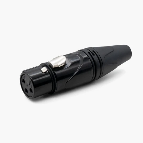 3 Pin Gold Plated Pin XLR Female Audio Connector Black Metal Housing