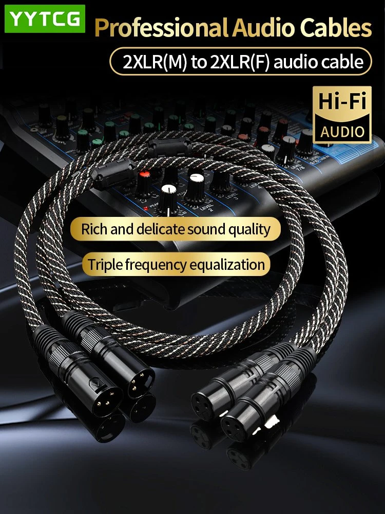 3 Pin HiFi Professional High-Purity OFC Balanced Cable with Nylon Mesh Cover for Microphone Ampilifer Mixer