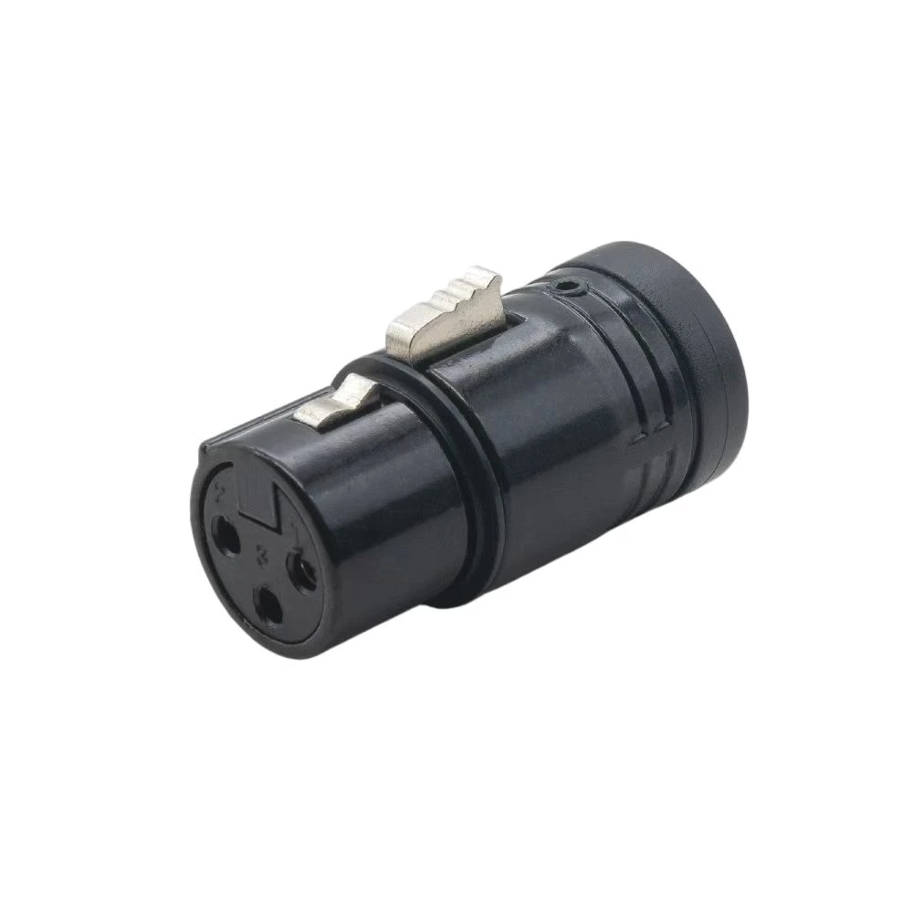 3 Pin XLR Female Solder Microphone Audio Connector with Black Shell