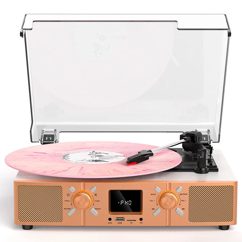 3 Speed Vinyl Turntable Built-in Speakers DAB Radio Bluetooth 5.0 USB TF Recording LCD Home Vinyl Record Player