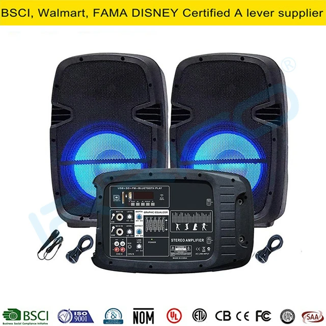 300W Mixer Combo 2X10″ Bt Tws PA Speaker System Bocina Parlante