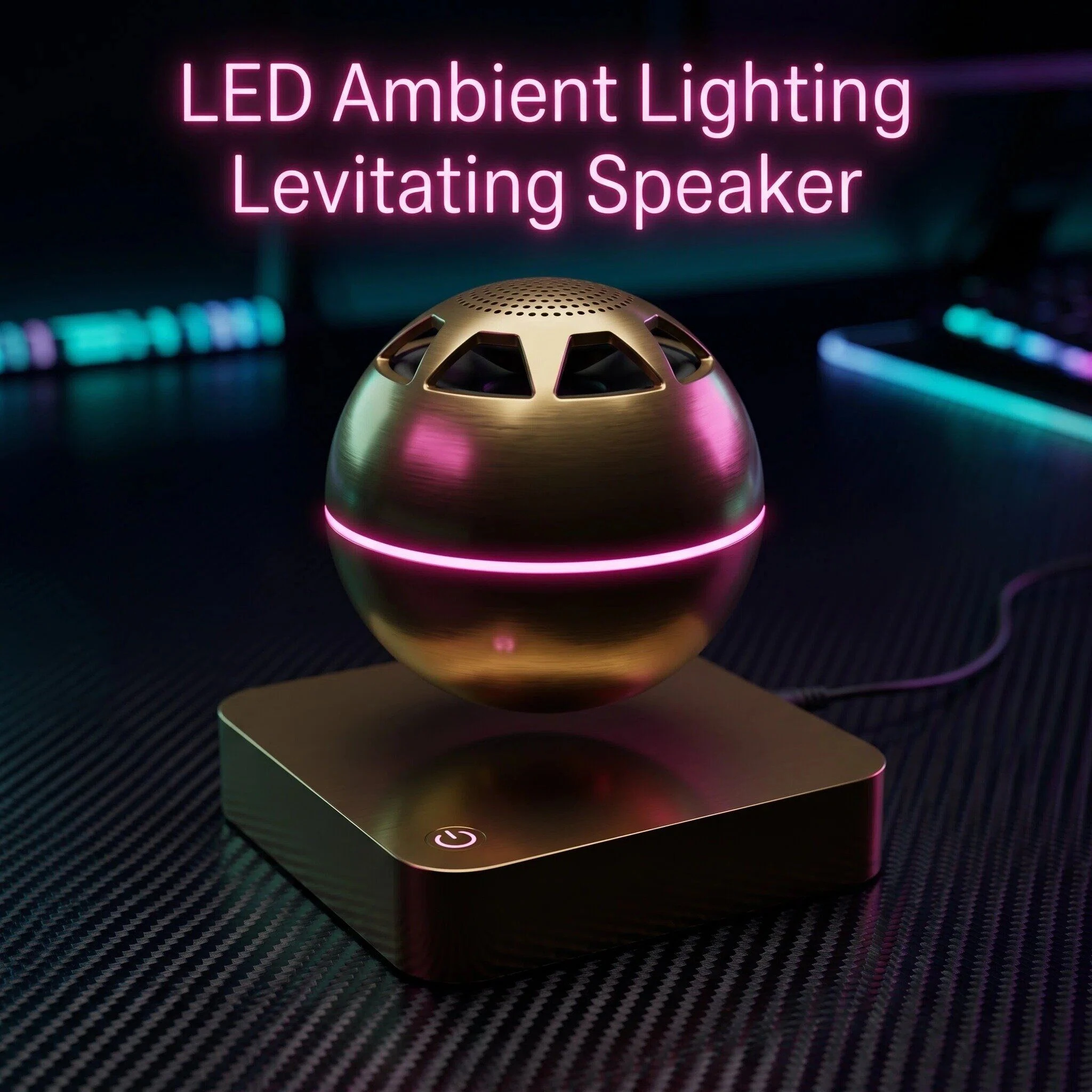 360 Spinning Square Magnetic Levitation Floating Stereo Wireless Bluetooth Speaker for Cellphone