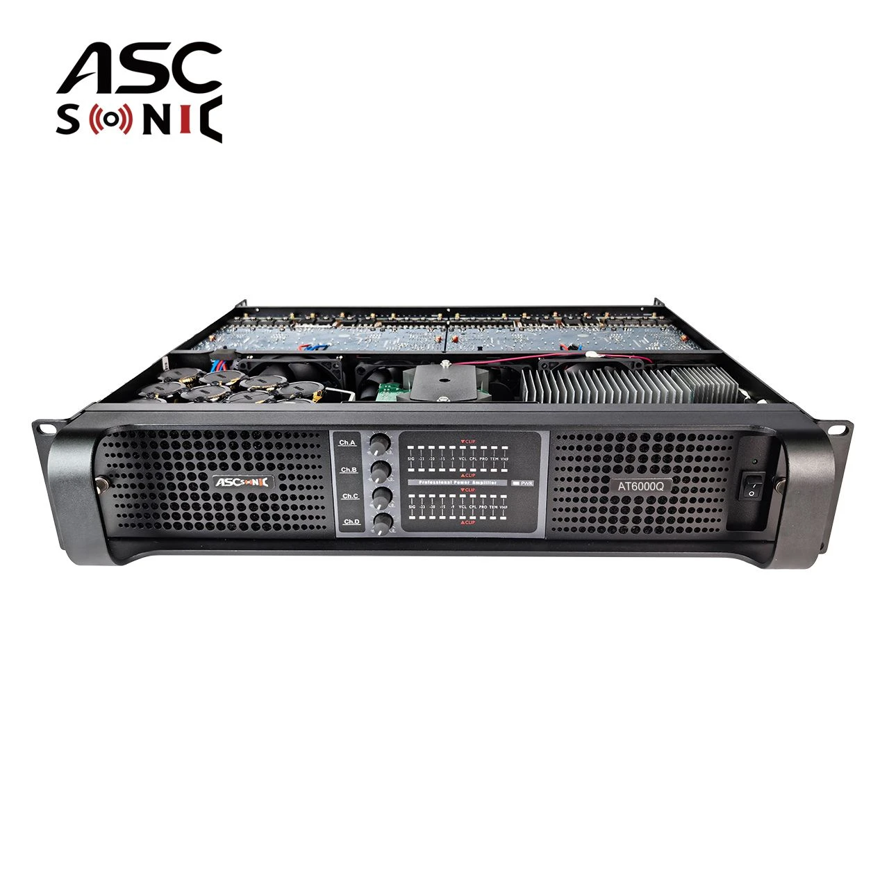 4 Channels At6000q PRO Sound Stage Stereo 2u Audio Power Amplifier Ascsonic