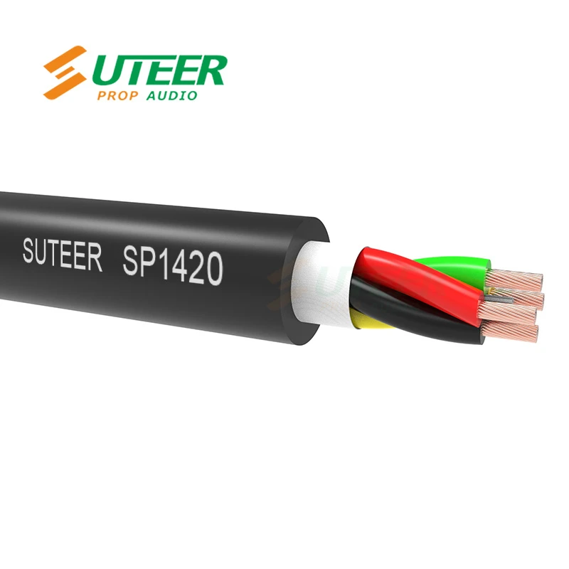 4 Cores 4 X 2.0 mm2 Twinaxial Speaker Cable Balck 14AWG OFC