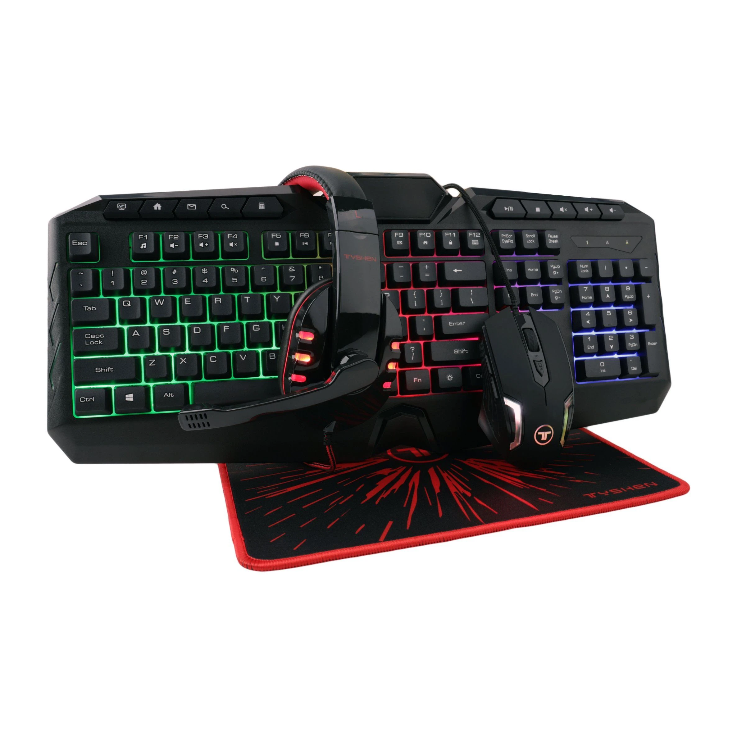 4 in 1 Gaming Combo Set RGB LED Light Full PC Keyboard Mouse Headphone and Mouse Pad All in One Computer Combo Kits