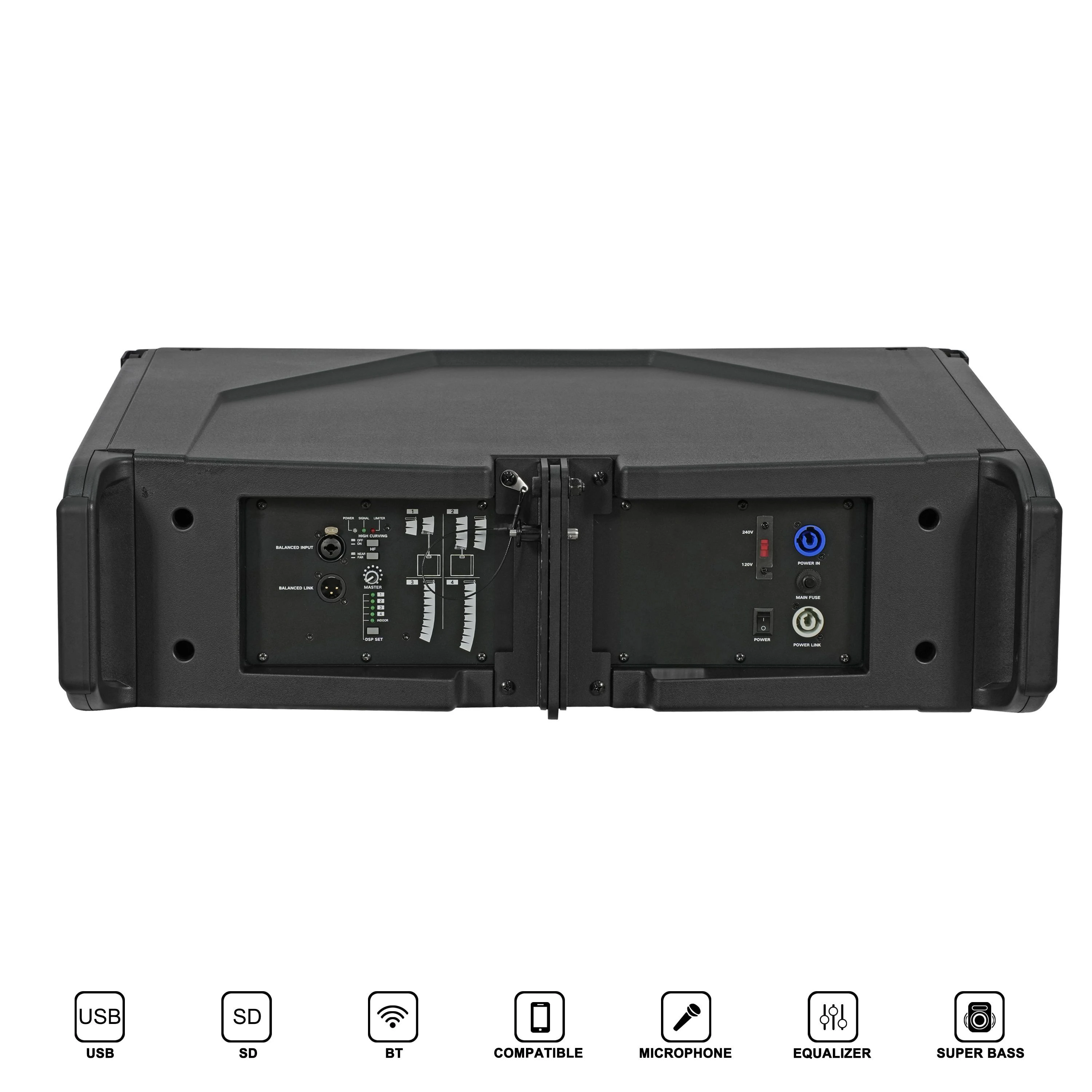 4000W Dual 15″ Active Subwoofer + 10″ Line Array, Professional Karaoke Sound System, PA Bluetooth Speaker, DSP/Tws/Bt, Bocina Parlante