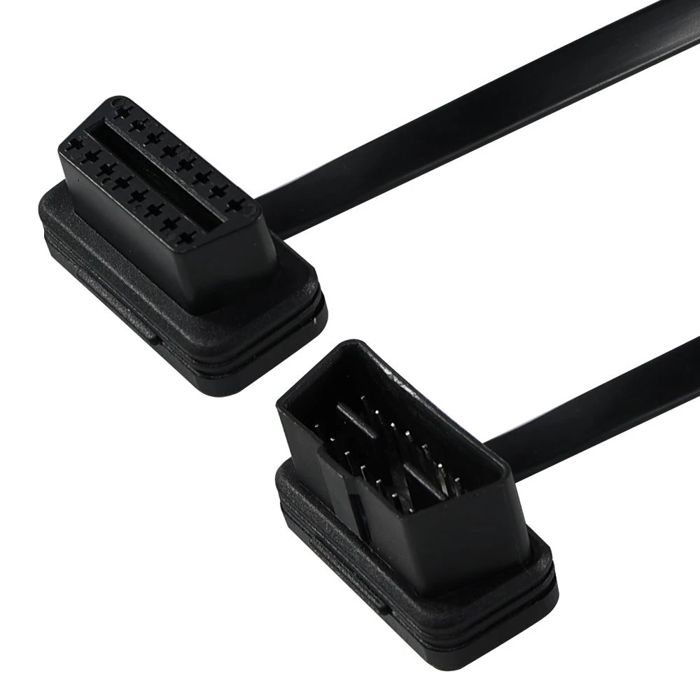 40cm 16pin Obdii Male to Female Ribbon Extension Cable with Mitre Connection