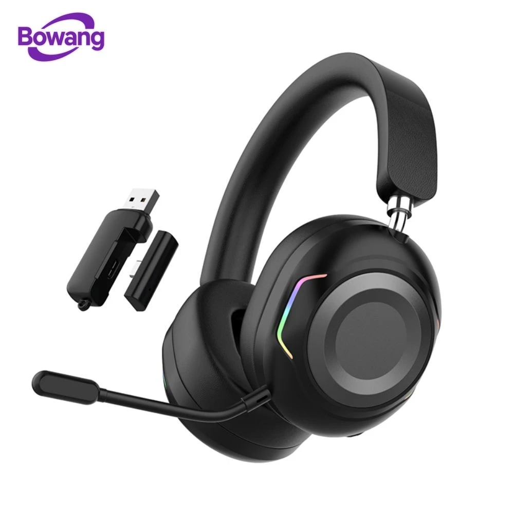 40mm Driver Over Ear Wireless Gaming Headset RGB Light Detachable Microphone Low Latency Gaming Headphones for Gamers