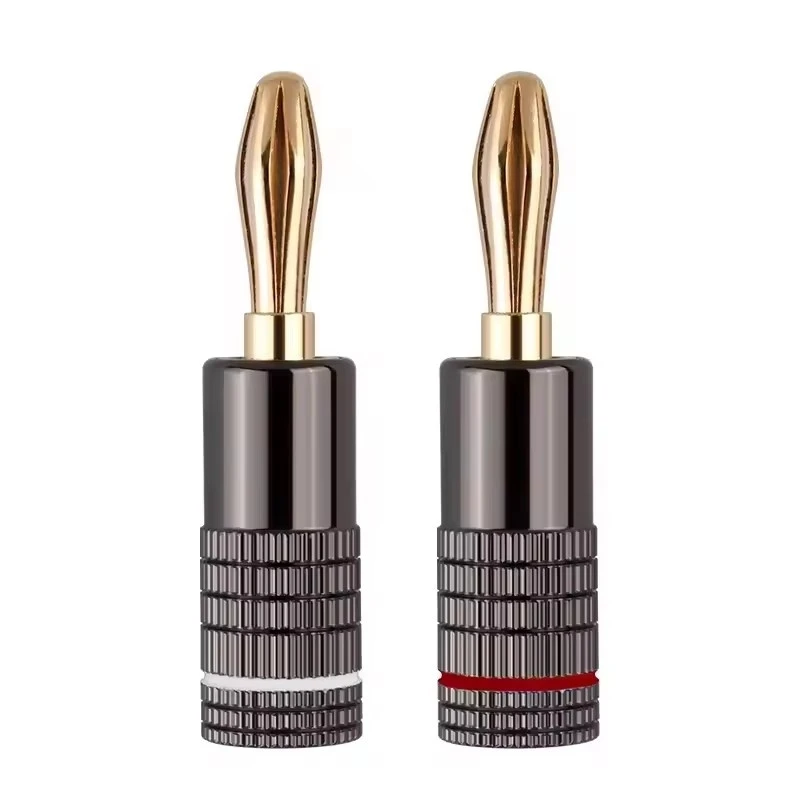 4mm Gold-Plated-Copper Banana Plug Non-Logo Aluminum Shell No-Soldering for Audio Power-Amplifier/Speaker Wire