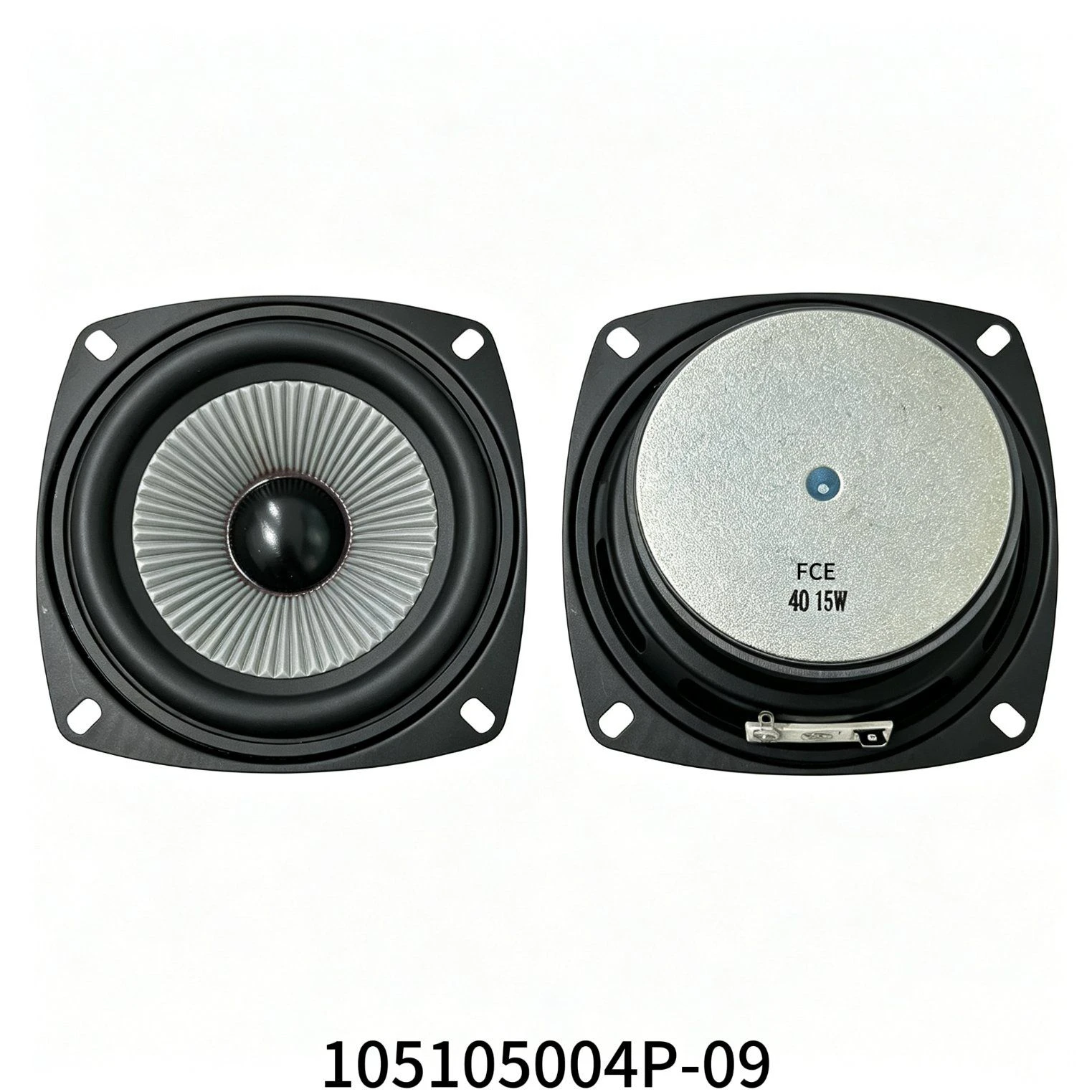 4ohm 15W Square PP Cone Speaker with Rubber Surround for Multimedia Speaker