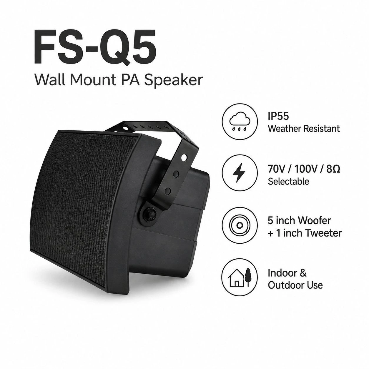 5 Inch Two Way IP55 Outdoor Wall Mount PA Speaker 70V 100V