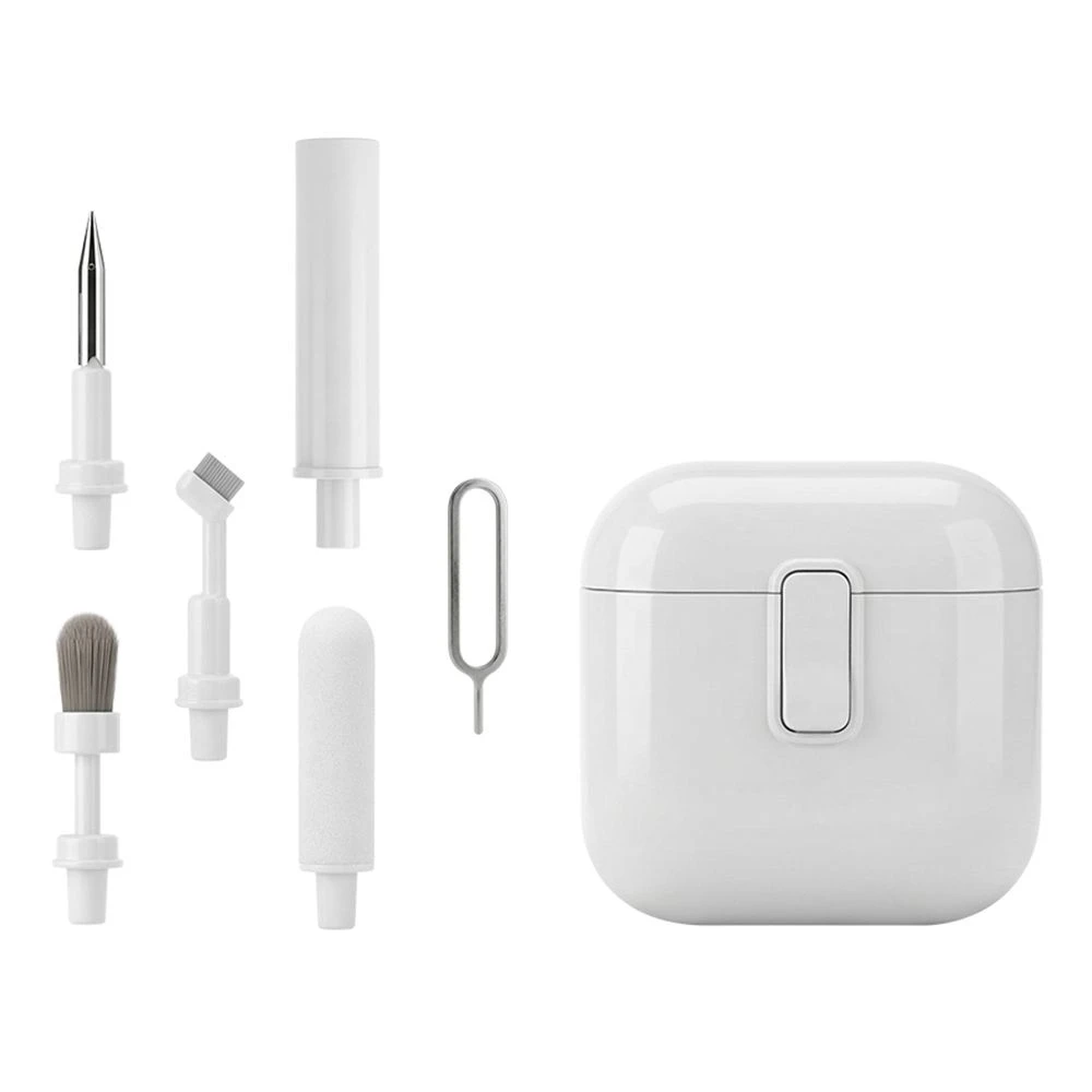 5-in-1 Earphone Cleaning Kit – Earbud Dust Removal Tool Set, Storage Case, White