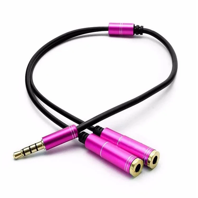 5% off Metal 3.5mm 1 Male to 2 Female Earphone Y Splitter Extension Audio Cable