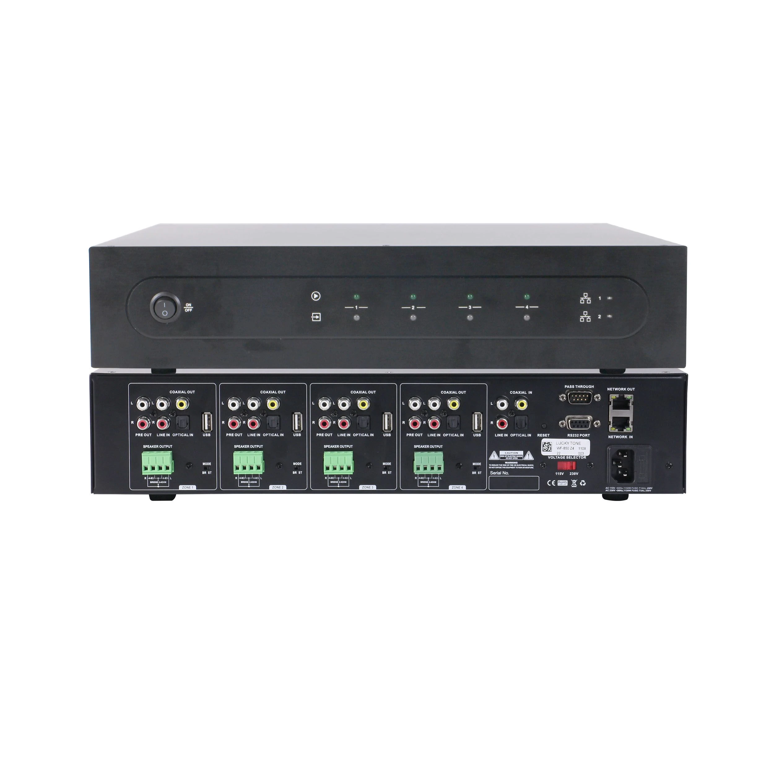 50/100W*4 Zone Radio Network Amplifier Theater Amplifier Audio Multi-Room High Power Professional HiFi Karaoke Home RJ45 Rh45