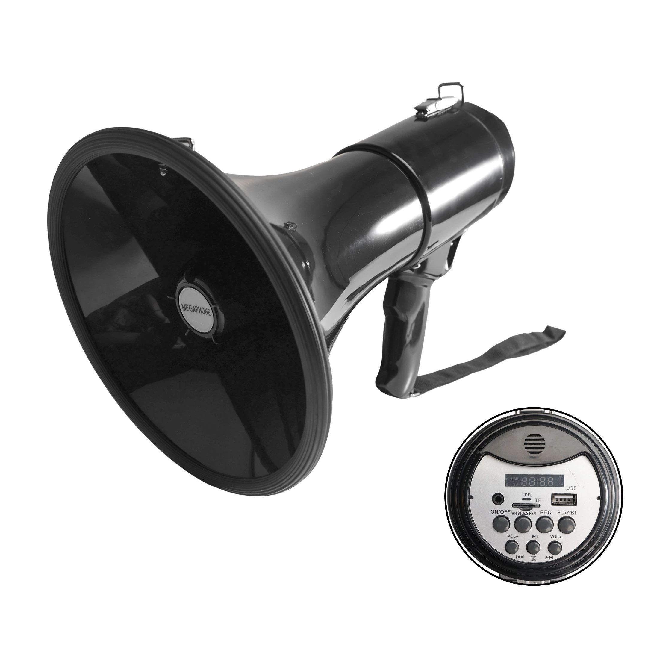 50W Handheld Recording Portable Black Megaphone for Po-Lice Use