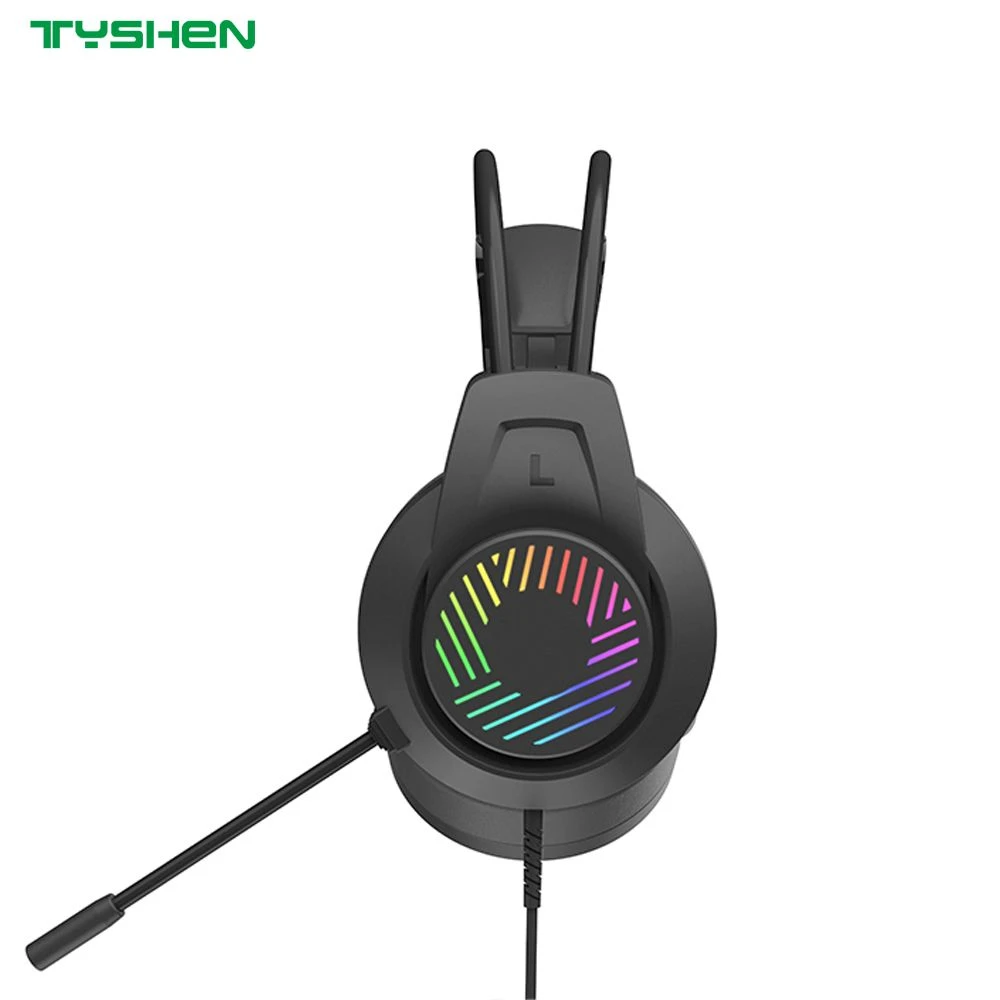 50mm Stereo Headphones with Ring RGB Light Dual Color Design Flexible Microphone