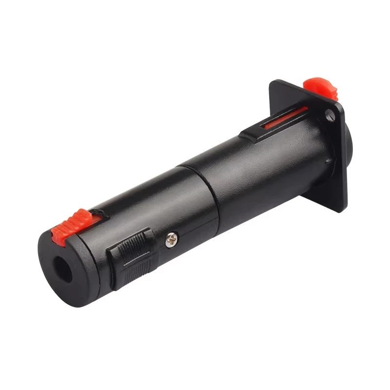 6.35mm Female Dual-channel Connection Stereo D-type Socket Adapter for Microphone Headphone Black