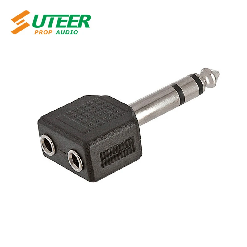 6.35mm Stereo Plug to 2X 3.5mm Stereo Jack Headphone Adapter