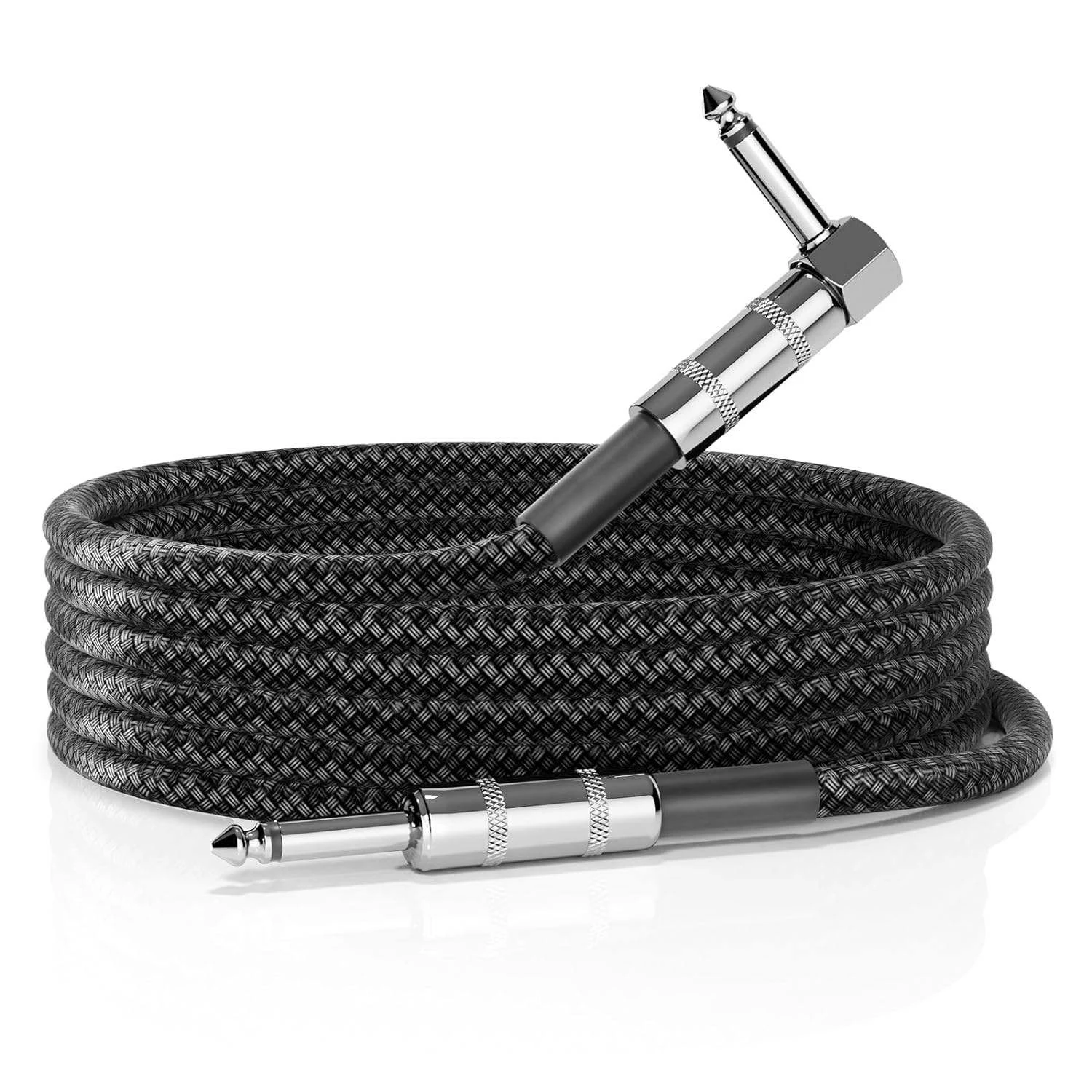 6.35mm Straight to 90 Degree Right Angle Guitar Cable Reinforced Strain Relief Rotatable Solder Protector for Studio DJ Mixer