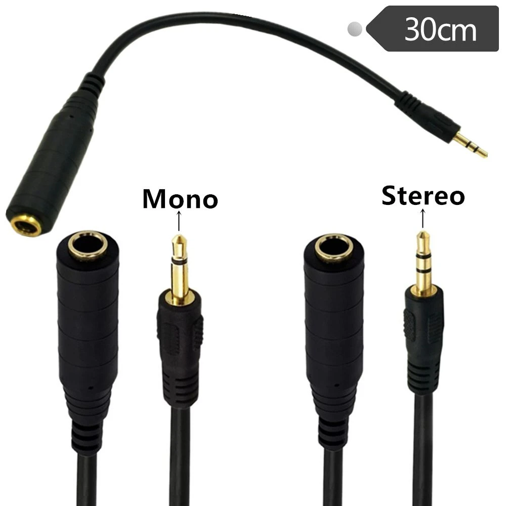 6.35mm to 3.5mm Mono Male Plug Jack Audio Connection Cable Stereo HiFi Mic Audio Extension Cable for Professional Use