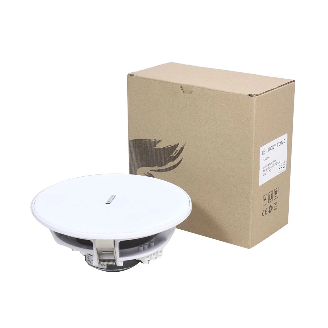 6 Inch 15 Watt Plastic 8 Ohm Rimless HiFi 5.1 Home Audio Sound PA Coaxial Loud Bluetooth Speaker Ceiling Mount for Public Address System
