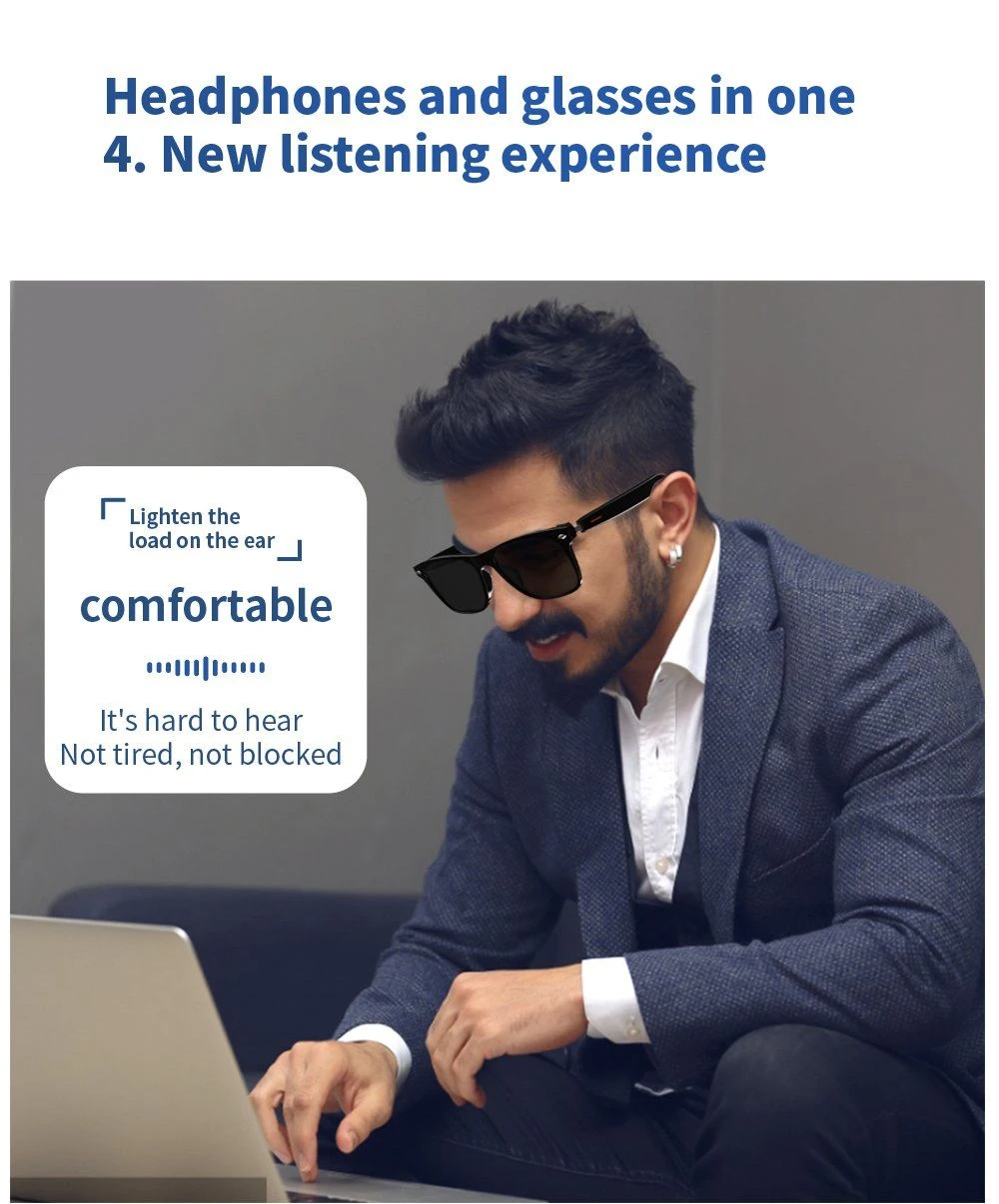 6 in 1 Design – Sunglasses + Headphone+Bluetooth+Photo Taking+Ai Talking+Voice and Video Translation