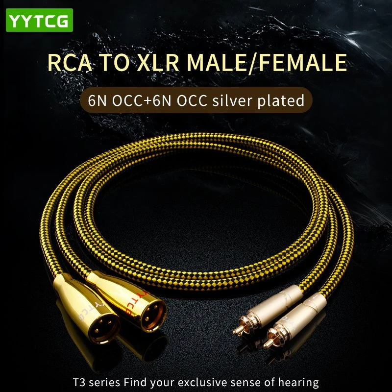6N OCC Silver-Plated Conductor RCA to XLR Audio Cable for Hi-Fi Amplifier & Studio Monitor Connection
