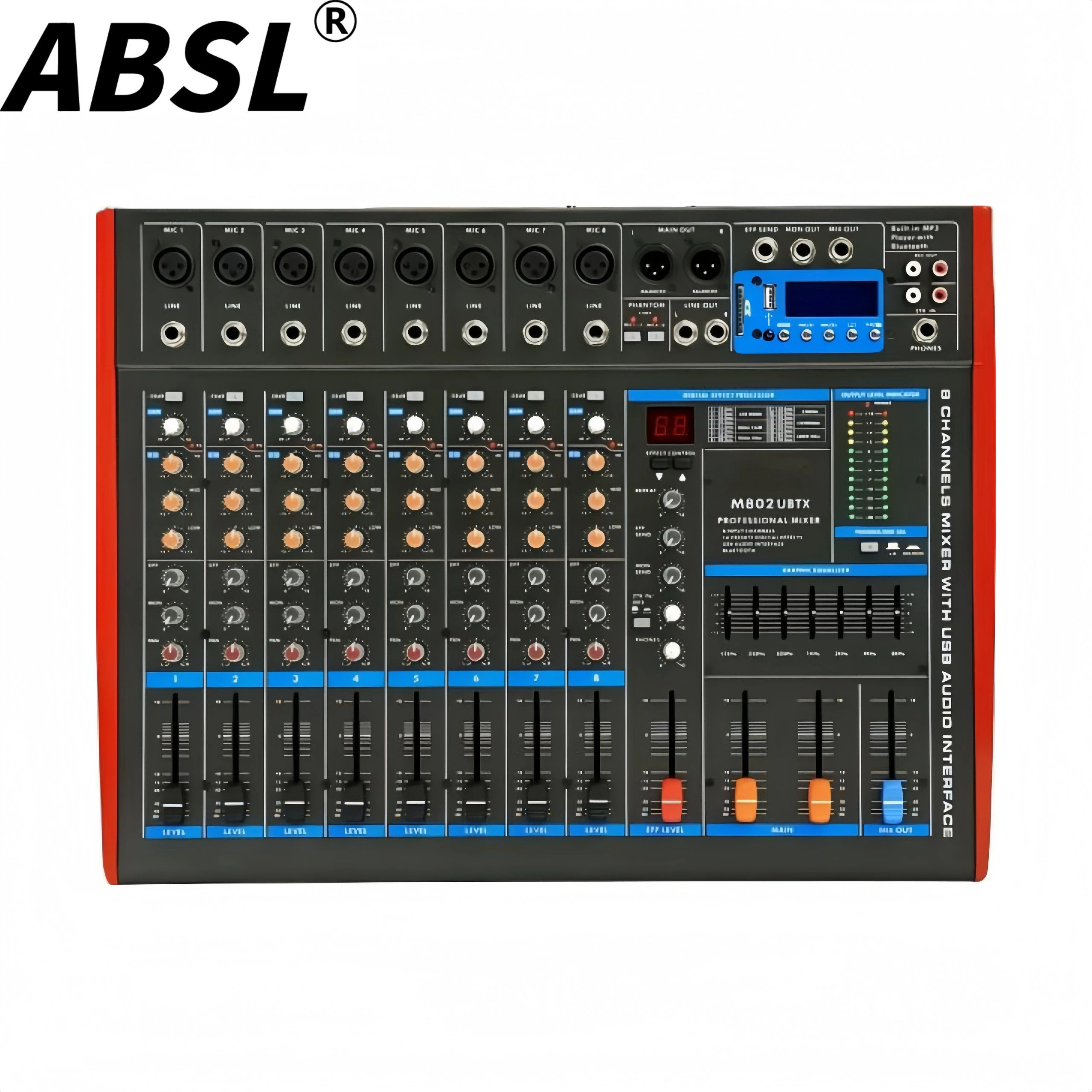 8-Channel Professional DJ Sound Mixer Player Audio Mixer with Digital Effect