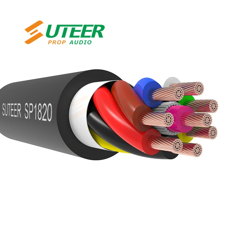 8 Cores 15AWG Professional Twinaxial Speaker Cable Black 8X2.0mm2 OFC