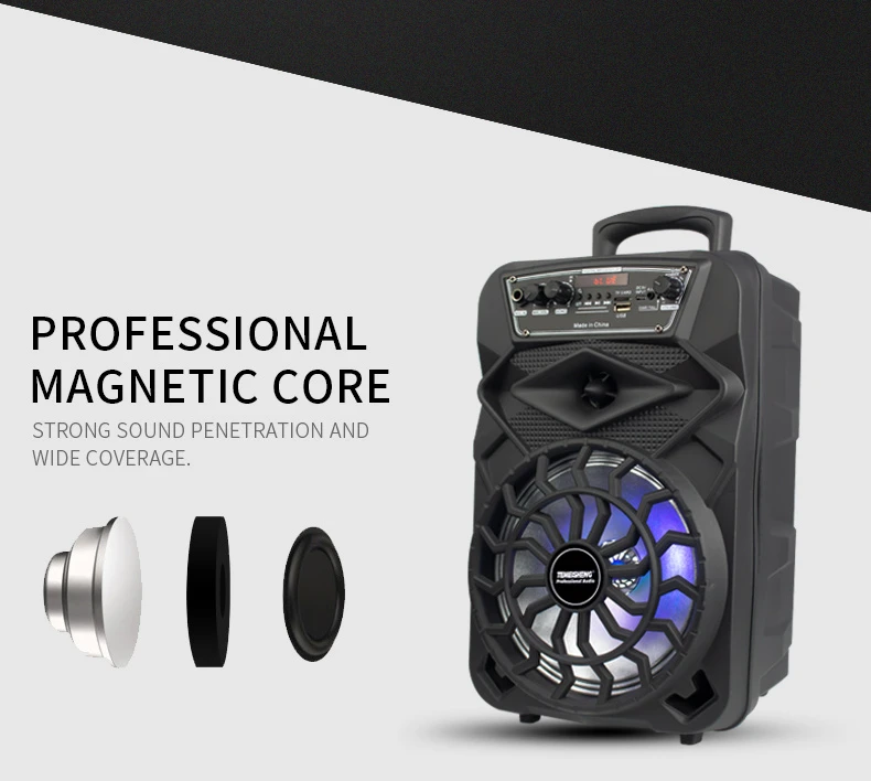 8 Inch Portable Caixa De Som Woofer Bass Boom Box DJ Speakers with RGB LED Light Active Outdoor Partybox Speaker with Mic
