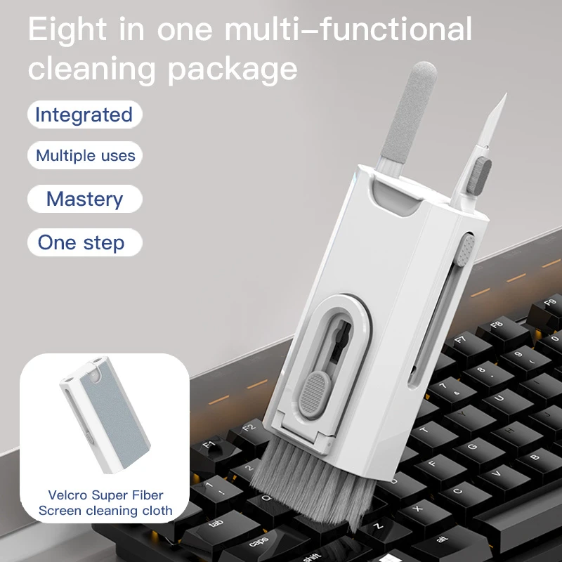 8 in 1 Multifunctional Spray Clean Brush Phone Keyboard Earphone Earbuds Cleaning Pen Brush Utensils Kit Cleaning Brush Tool Kit Set