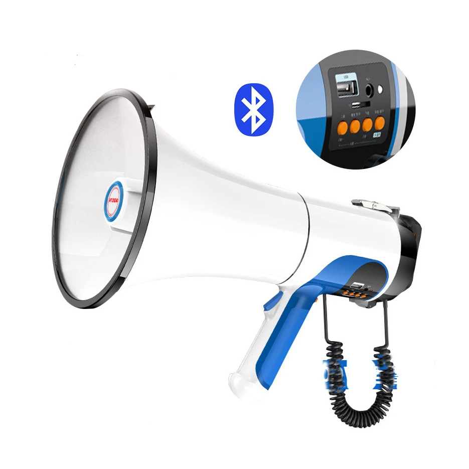 80W Handheld Megaphone Rechargeable USB/SD/MP3/Aux Play & Bluetooth