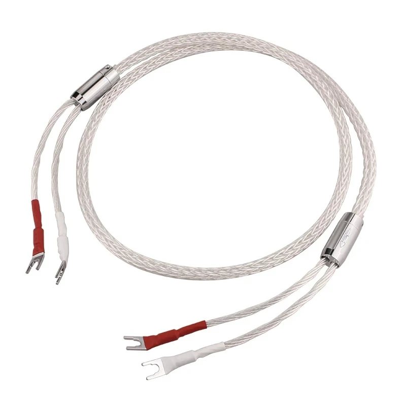 8AG Speaker Cable – Y-spade to Y-spade – 16-strand Silver-plated Copper Speaker Wire