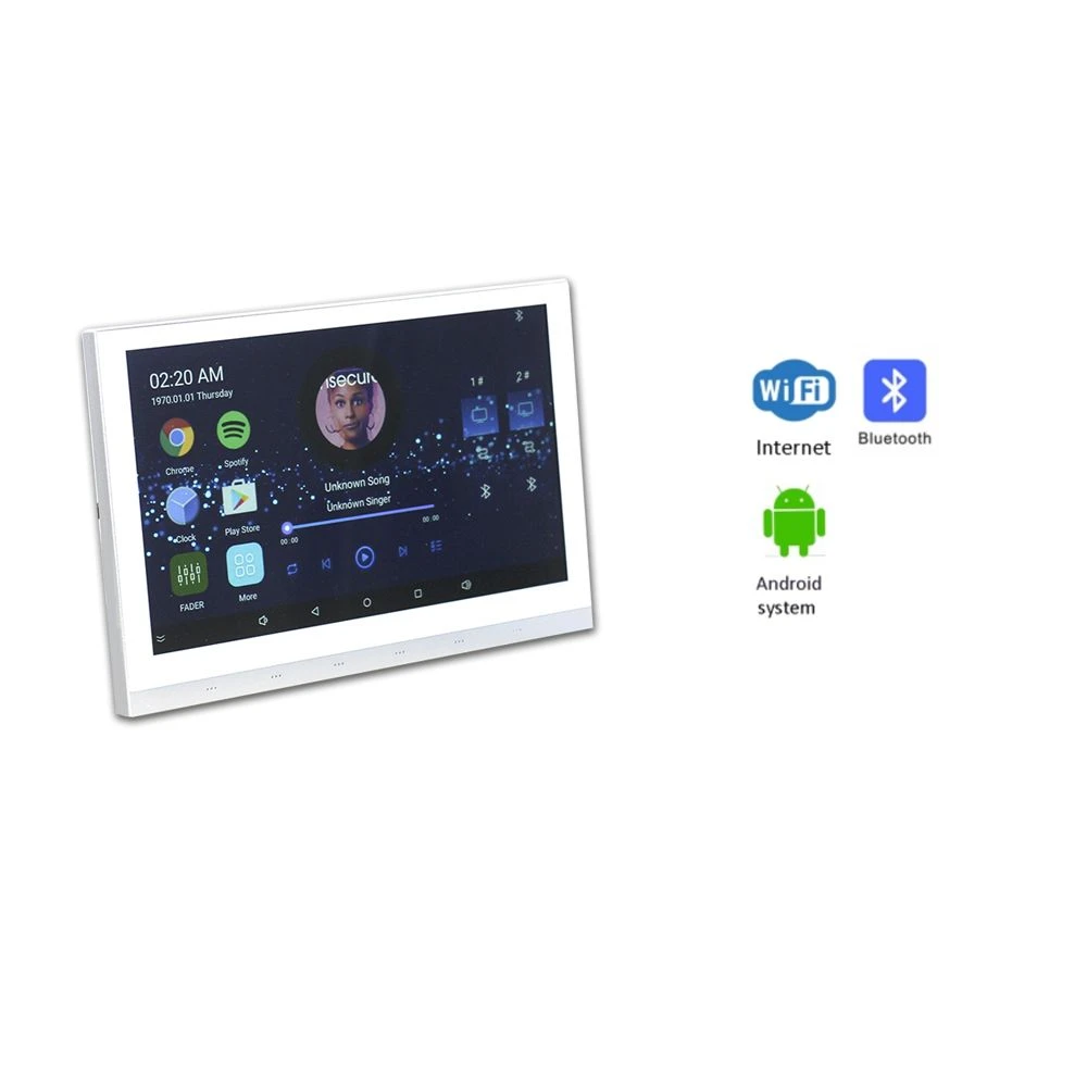 8CH 25W Bluetooth WiFi Mini Smart Home Audio Theater Amplifiers with 10 Inch Touch Screen, Android System, 2 Zone, Support Chrome 8-16 PCS Loud Speakers