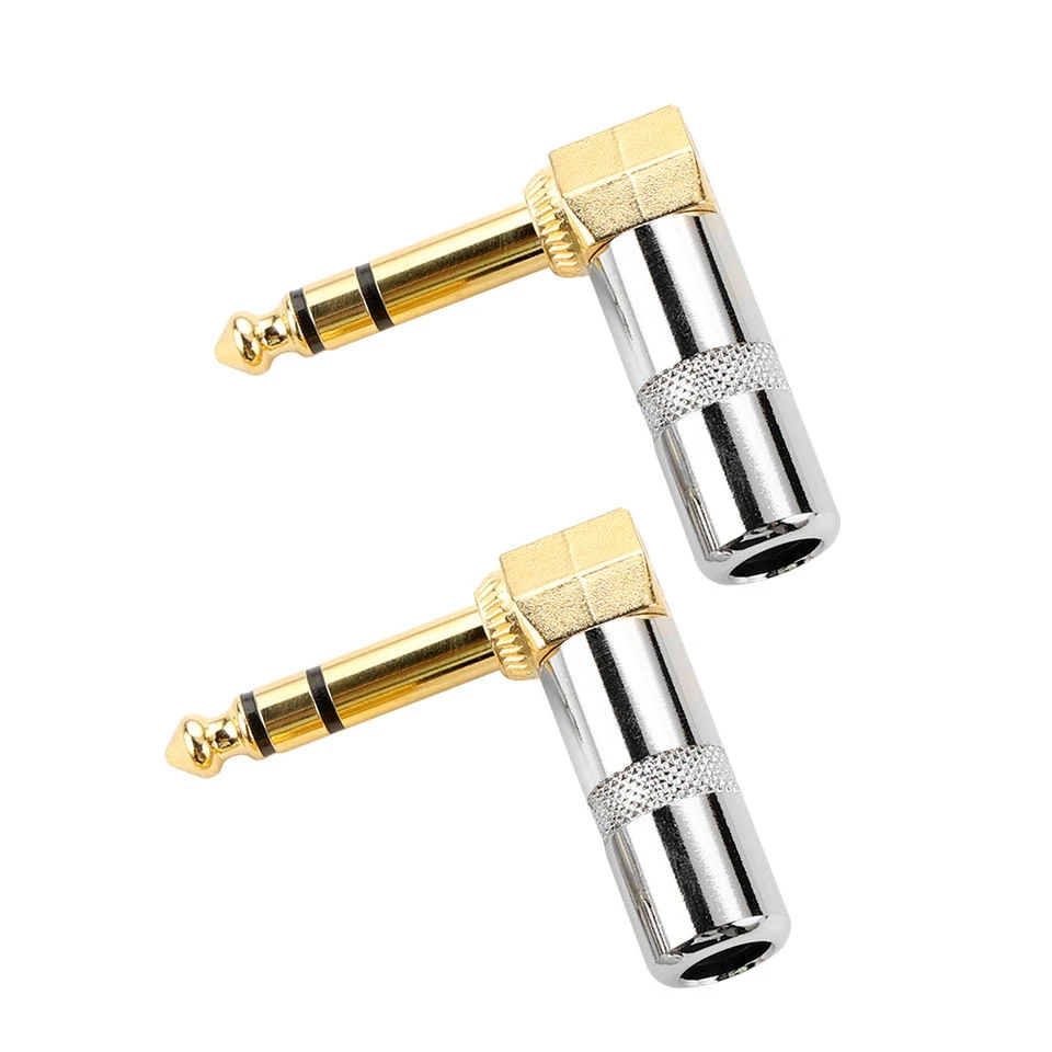 90 Degree Right Angle 6.35mm 1/4 Trs Plug Jack Audio Connector