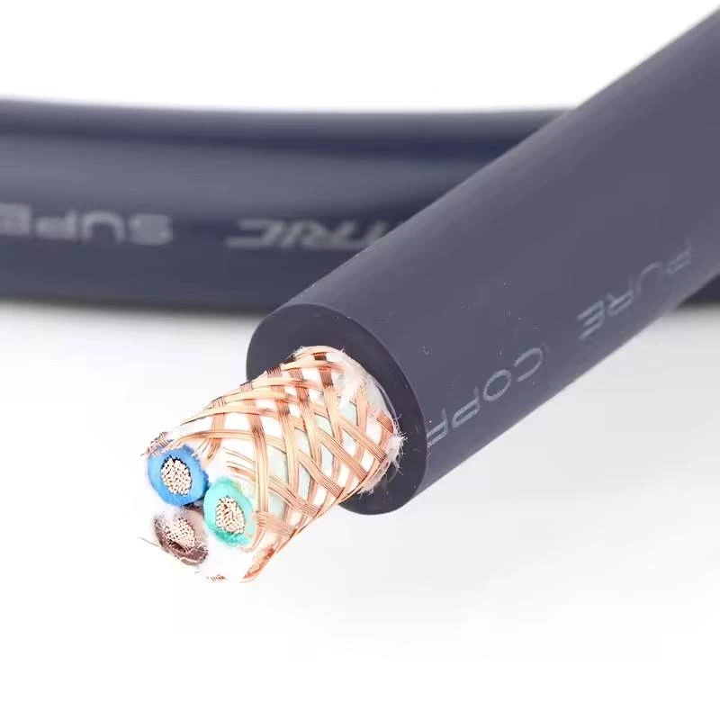 99.998% Oxygen Free Copper HIFI Power Cable 12AWG 3 Core Braided Shielded Audio Bulk Cord