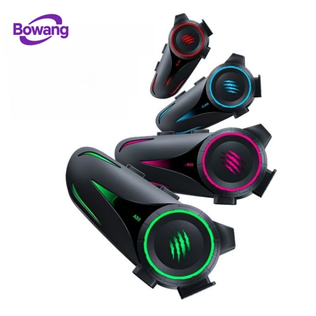 A50 Motorcycle Helmet Bluetooth Headset 5.3 Intercom Ipx7 Waterproof RGB Light Ai Voice Control