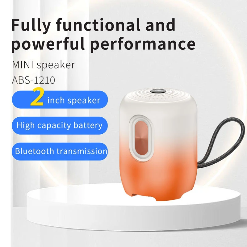 ABS-1210 New White Orange Gradient Cylinder Mini Wireless Bluetooth Speaker