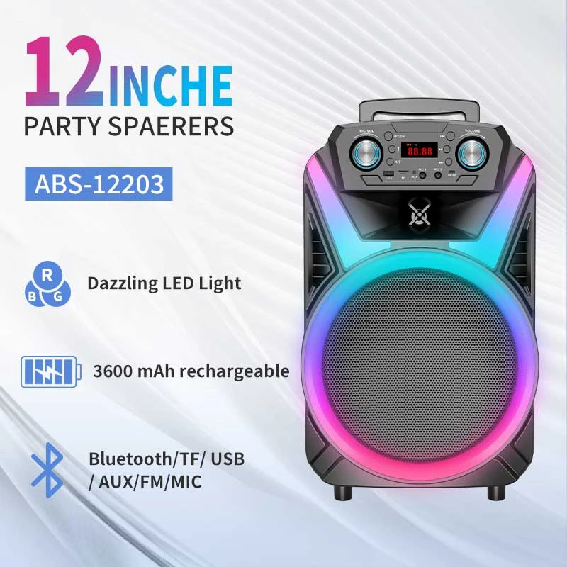 ABS-12106 12 Inch Wireless for Bt Portable Speakers Microphone Square Dance