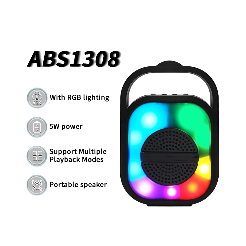 ABS-1308 Cross-Border New RGB Color-Changing Karaoke Microphone with Bluetooth Speaker Integrated Into a Portable Wireless Speaker for Home Use