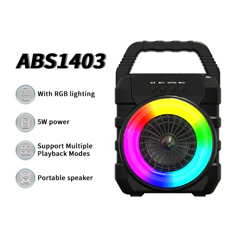 ABS-1403 Bluetooth Speaker with Handle, Waterproof Wireless Speaker with FM Radio for Camping, &Beach