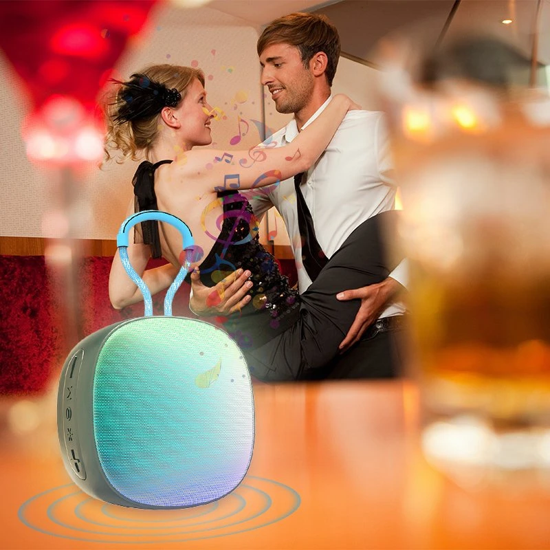 ABS-2103 Colorful LED Light Bluetooth Speaker, Portable Wireless Loudspeaker with Tws & Hands-Free Calling for Party, Travel & Outdoor Gatherings
