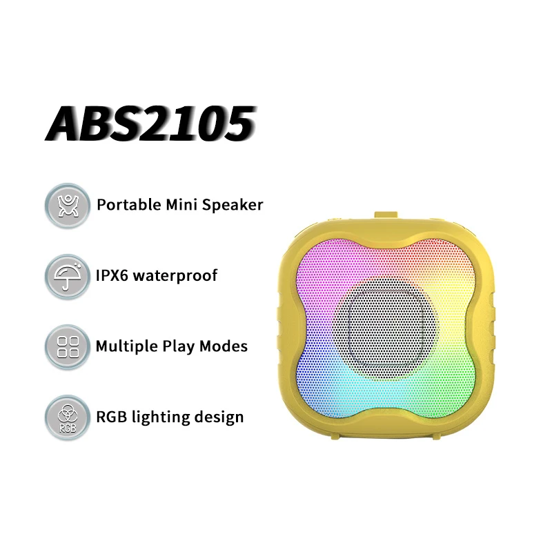 ABS-2105 Colorful LED Light Bluetooth Speaker, Portable Wireless Loudspeaker with Tws & Hands-Free Calling for Party, Travel & Outdoor Gatherings