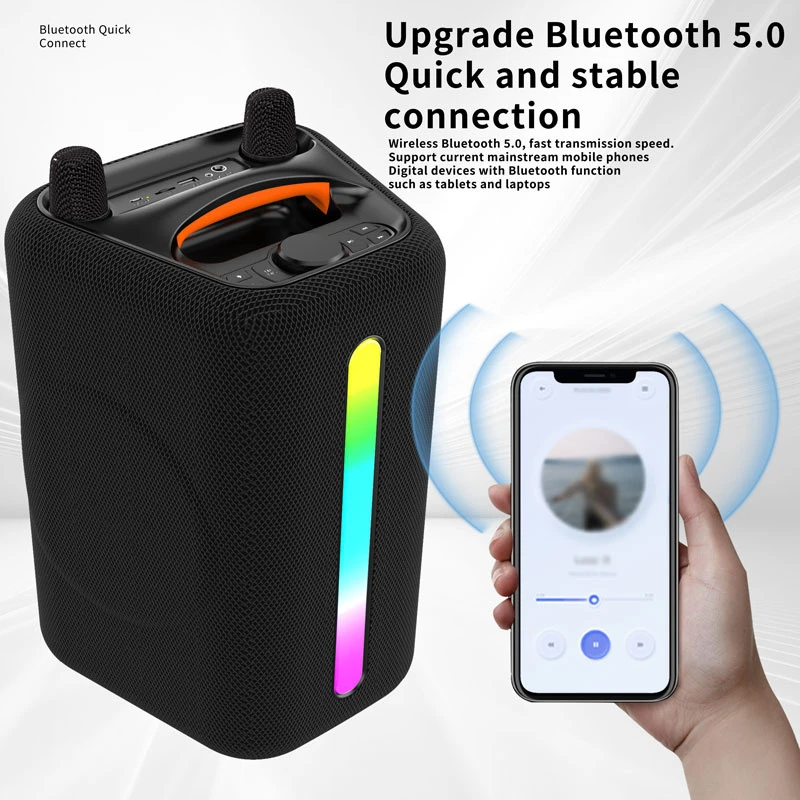 ABS-6205 Wireless Bluetooth Speaker with Dual Drivers and Flame Light