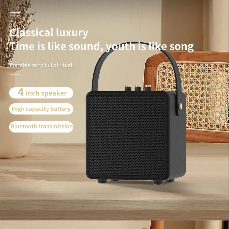 ABS-W1 Portable Wireless Loudspeaker, 4 Inch Bluetooth Speaker with Handle, Ideal for Outdoor Activities and Home Entertainment