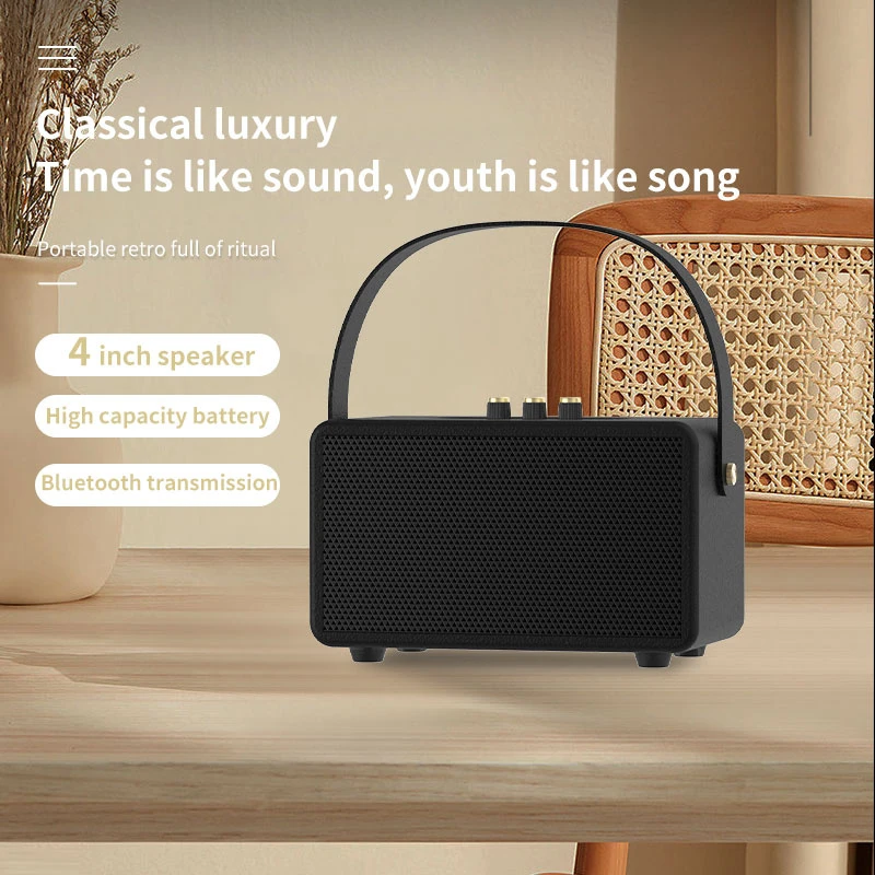 ABS-W2 Portable Wireless Speaker with Handle, 4 Inch Bluetooth Loudspeaker Ideal for Outdoor Activities and Indoor Audio