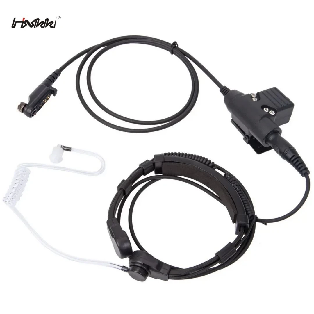 Advanced Acoustic Throat Vibration Ptt Microphone Headset for Two Way Radio